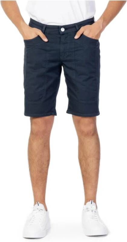 Jeckerson Blauwe effen shorts met ritssluiting en knoopsluiting Blue Heren