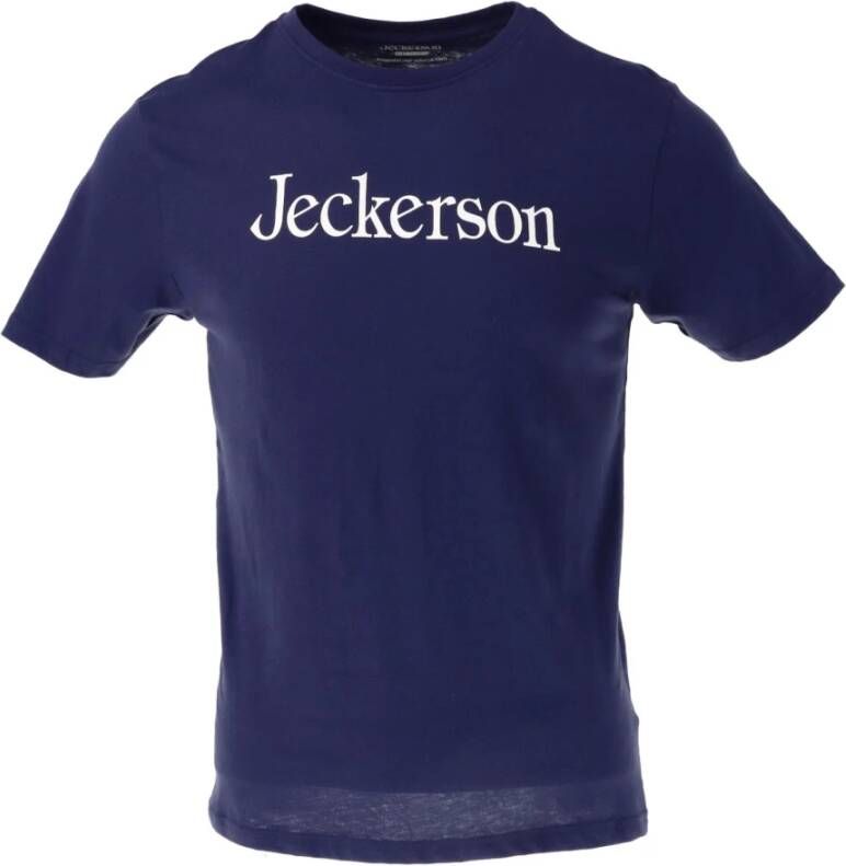 Jeckerson Blauw Bedrukt Heren T-Shirt Slim Fit Blue Heren