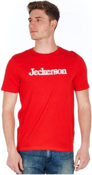 Jeckerson Rode Print Slim Fit T-shirt Red Heren