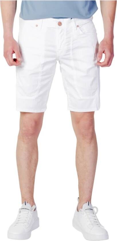 Jeckerson Witte katoenen shorts met rits en knoopsluiting White Heren