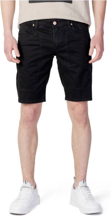 Jeckerson Zwarte Katoenen Shorts met Ritssluiting en Knoopsluiting Black Heren