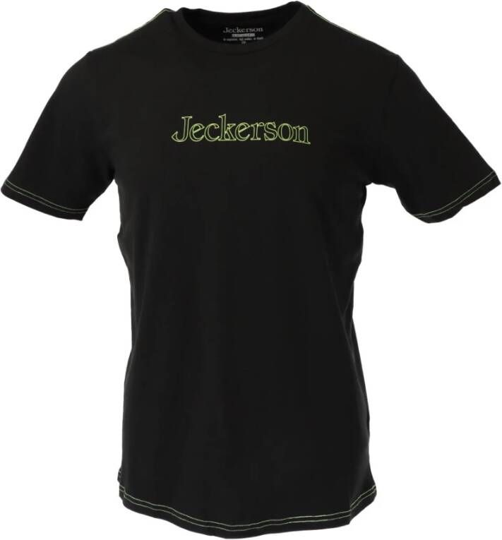 Jeckerson Zwart Print Slim Fit T-shirt Black Heren