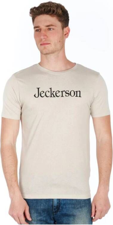 Jeckerson Beige Print Korte Mouw T-shirt Beige Heren