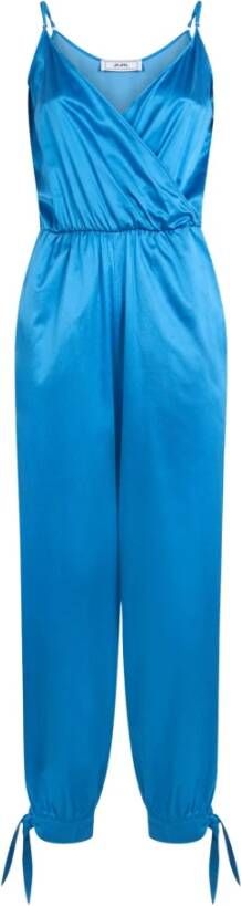 Jijil Lange Satijnen Blauwe Jumpsuit met Dunne Bandjes Blauw Dames
