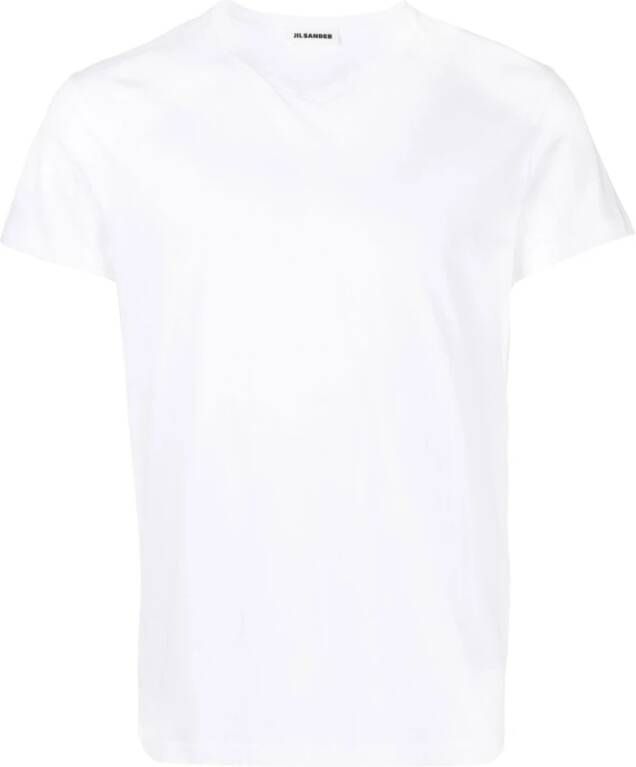 Jil Sander Cloud White V-Hals T-Shirt voor Heren Wit Heren