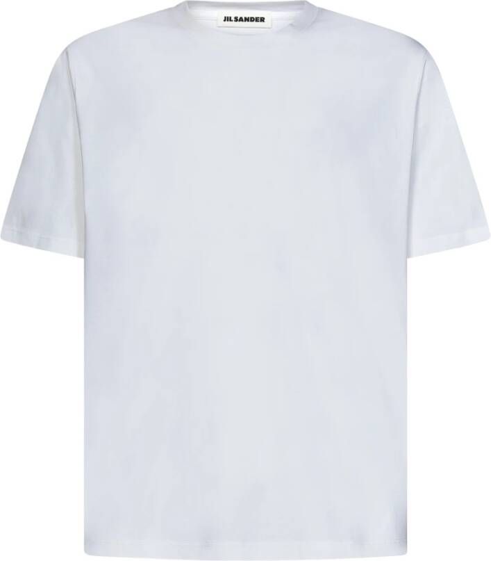 Jil Sander Heren Crewneck T-Shirt Klassiek Wit White Heren