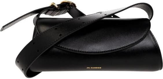 Jil Sander Shoppers Cannolo Mini Purse Leather Black in zwart