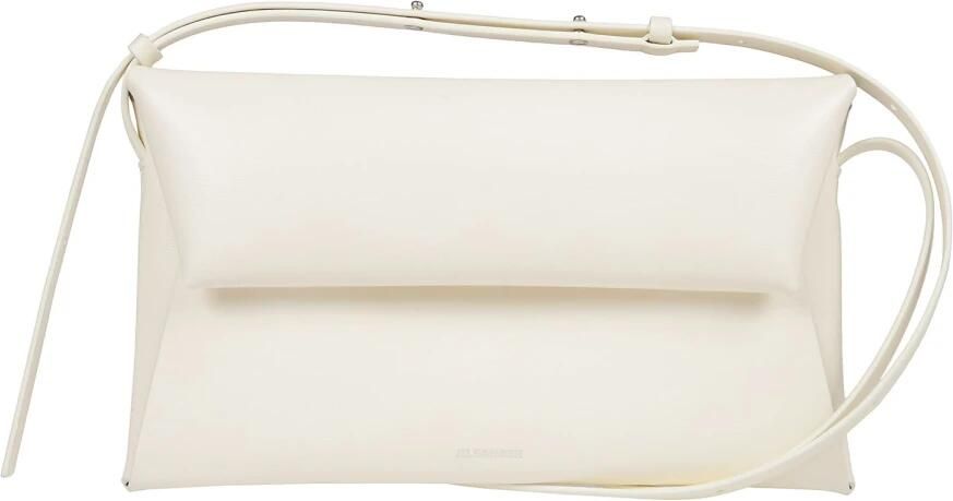 Jil Sander Kleine leren crossbody tas met reliëflogo White Dames