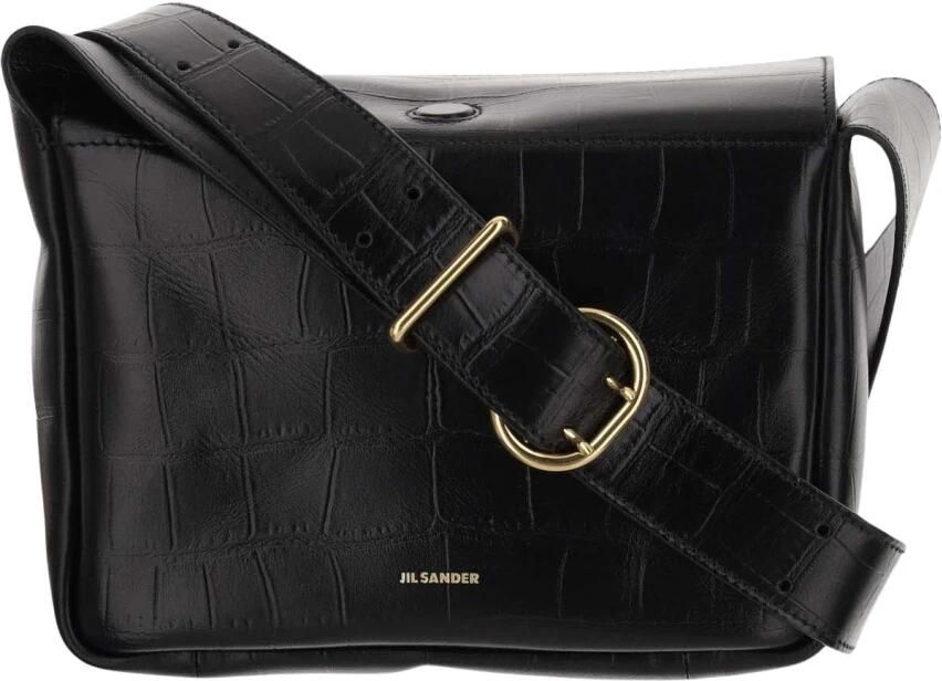 Jil Sander Schoudertas van kalfsleer met logo Black Dames - Foto 3