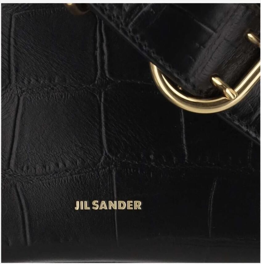 Jil Sander Schoudertas van kalfsleer met logo Black Dames - Foto 4