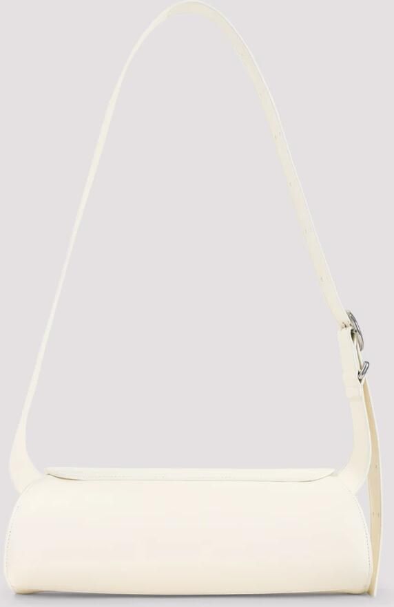 Jil Sander Shoppers Cannolo Sm Shoulder Bag Leather Beige in wit - Foto 3