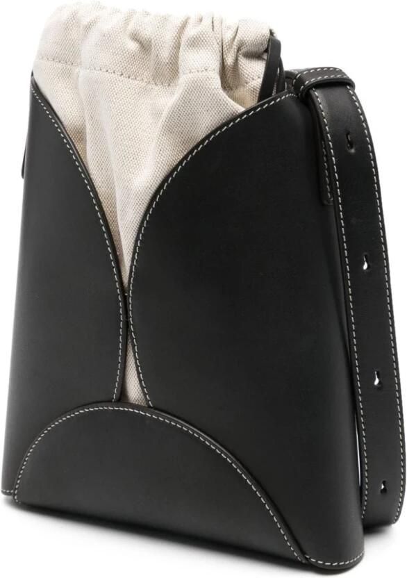Jil Sander Zwarte Curve Schoudertas met Trekkoordsluiting Black Dames - Foto 5