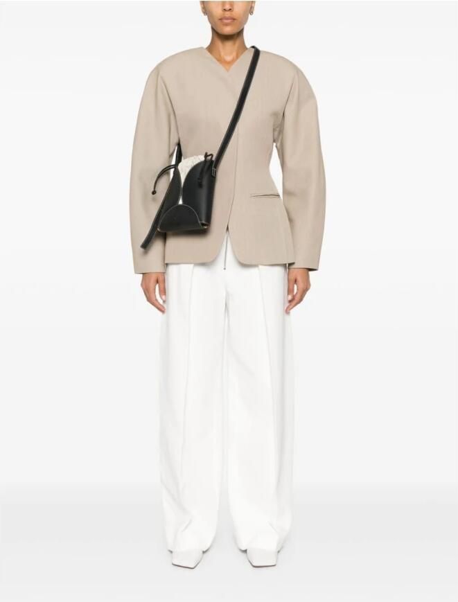 Jil Sander Zwarte Curve Schoudertas met Trekkoordsluiting Black Dames - Foto 3