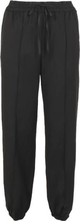 Jil Sander Zwarte Gabardine Broek met Elastische Tailleband Black Dames