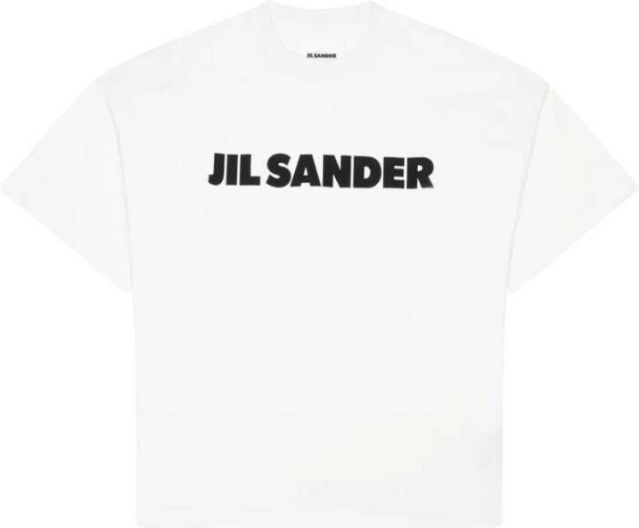 Jil Sander Lichtgewicht Katoenen Logo T-Shirt White Heren