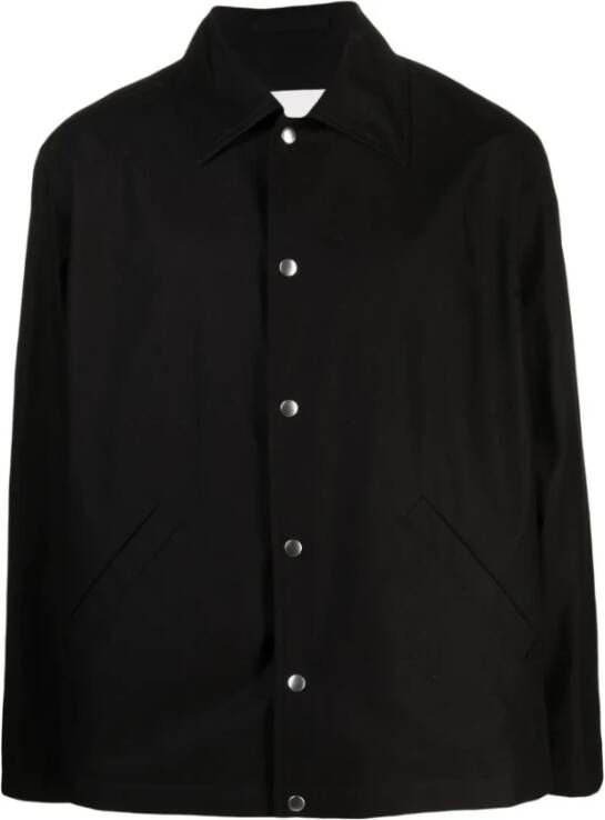 Jil Sander Stijlvolle Zwarte Katoenen Jas voor Heren Black Heren