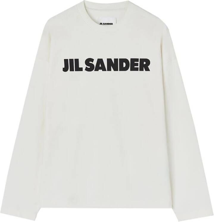 Jil Sander Logo CN Logo LS T-Shirt Beige Wit Heren