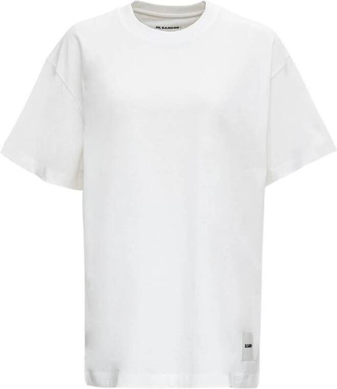 Jil Sander Logo Crew Neck T-Shirt Pak White Heren