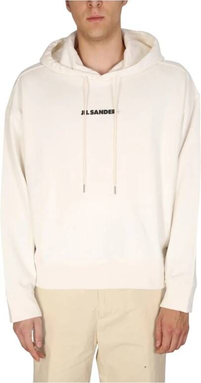 Jil Sander Logo Hoodie White Heren