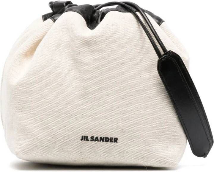 Jil Sander Logo-Print Bucket Tas White Dames