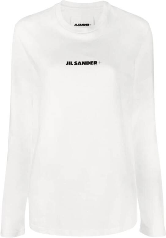 Jil Sander Wit Katoenen Logo Print Sweatshirt Wit Dames