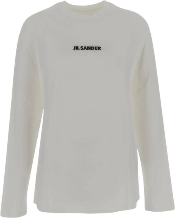Jil Sander Logo Print Longsleeve T-shirt Beige Dames