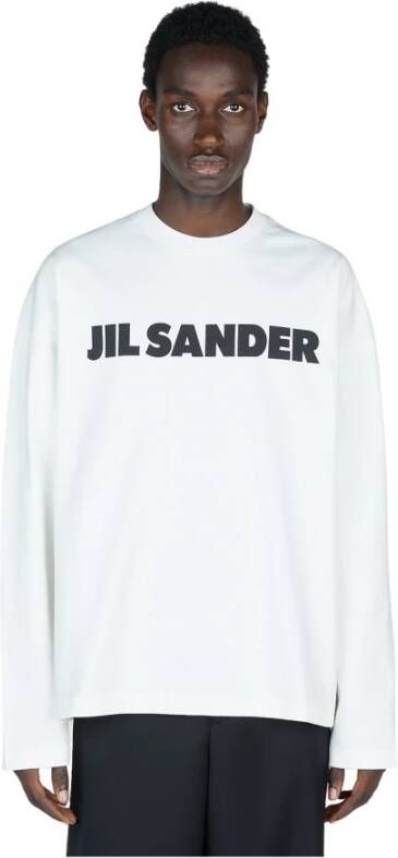 Jil Sander Witte Ribgebreide Crewneck T-shirts en Polos White