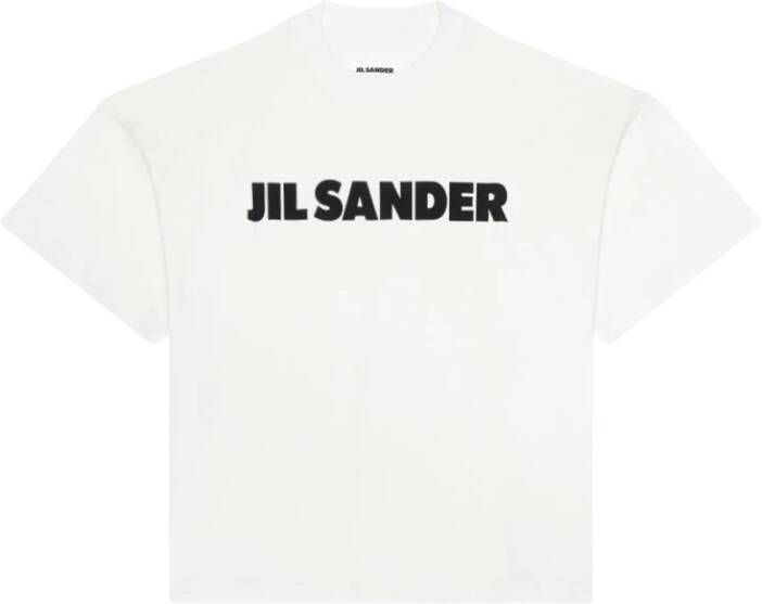 Jil Sander Logo T-Shirt van Zwaar Katoen White Heren
