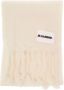 Jil Sander Luxe Mohair Blend Winter Sjaal White Dames - Thumbnail 3