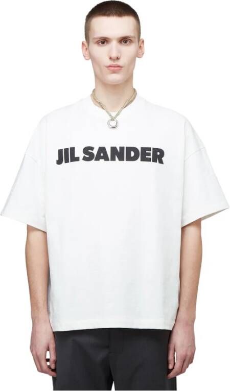 Jil Sander Luxe Smiley Hotel Print T-Shirt Wit Heren