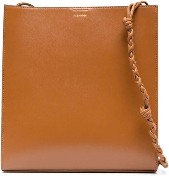 Jil Sander Middelgrote Tangle Leren Schoudertas Bruin Brown Dames