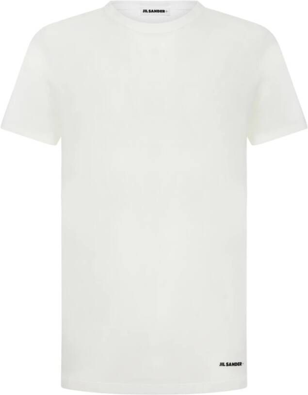 Jil Sander Minimalistisch Wit Katoenen T-shirt met Logo Print White Heren