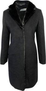 Jil Sander Pre-owned Pre-owned Jil Sander Long Faux Fur Coat In Black Wool And Angora Blauw Dames
