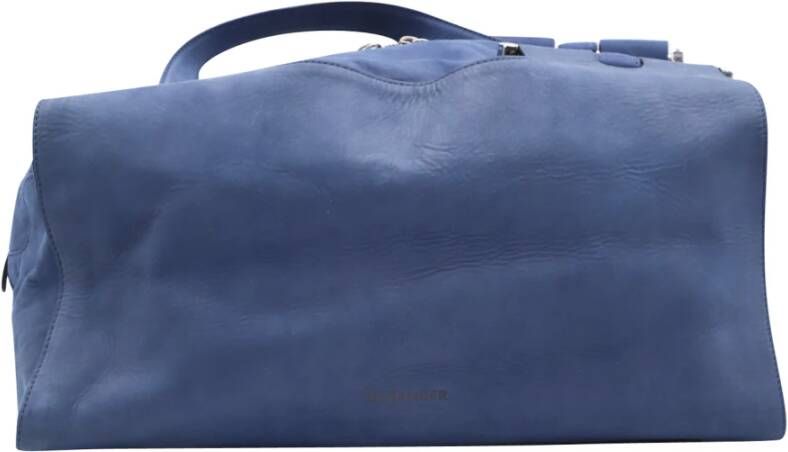 Jil Sander Pre-owned Pre-owned Jil Sander Weekend Travel Bag in Blue Leather Blauw Dames