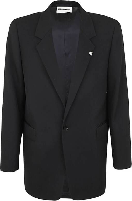 Jil Sander Scherpe Wol Gabardine Jas Zwart Heren