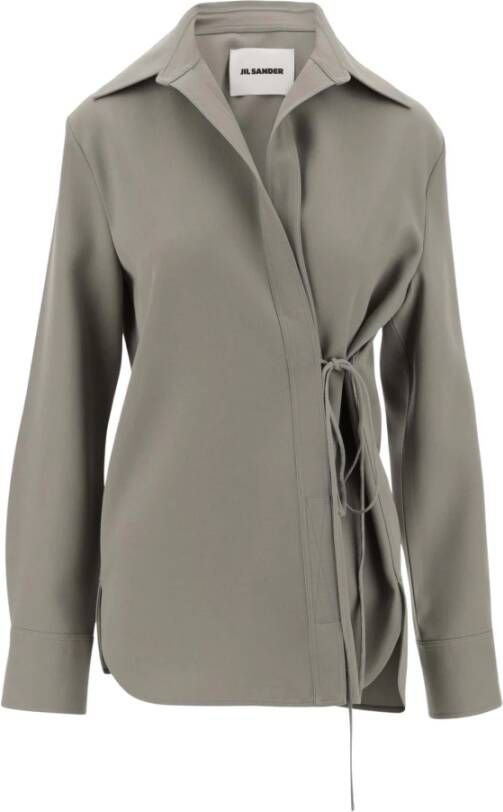 Jil Sander Saliegroene wollen blouse met brede kraag Green Dames