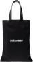 Jil Sander Zwarte canvas tote tas met leren handvatten Black - Thumbnail 1
