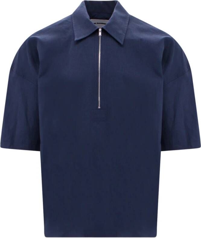 Jil Sander Short Sleeve Shirts Blauw Heren