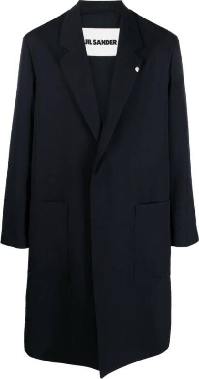 Jil Sander Single-Breasted Coats Blauw Heren