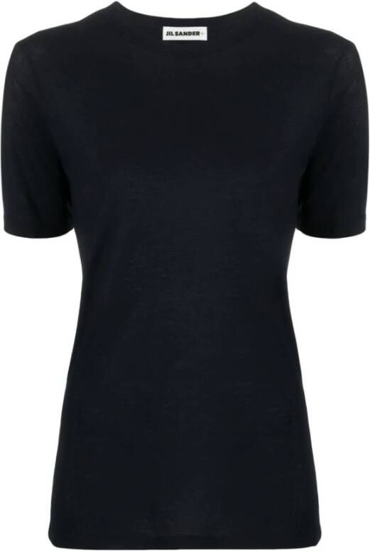 Jil Sander Slim-Fit Navy Blue Katoenen T-Shirt voor Dames Blauw Dames