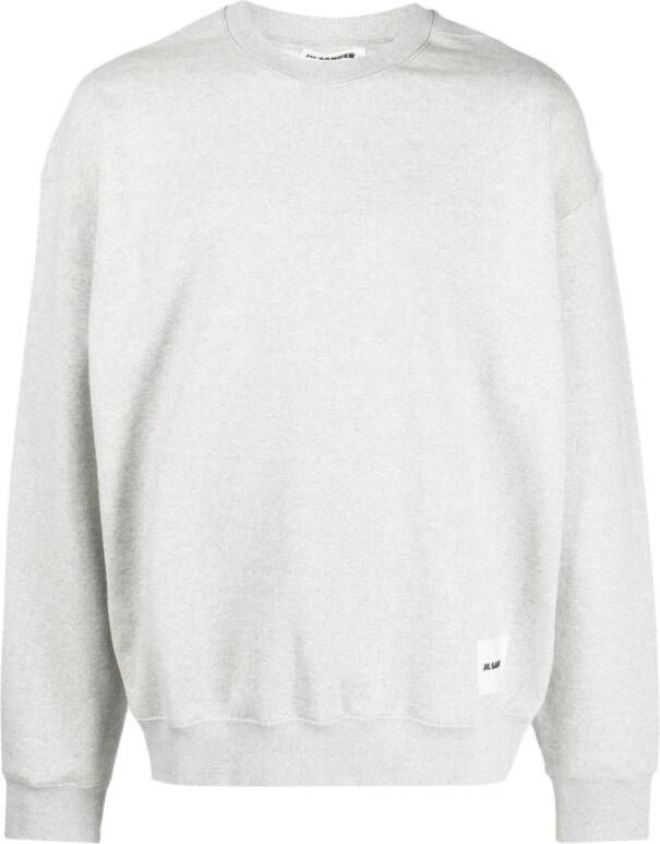 Jil Sander Grijze Crewneck Sweatshirt met Logo Label Gray Heren