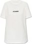 Jil Sander Monogram Print Katoenen T-shirt Geribbelde Ronde Hals White Dames - Thumbnail 4
