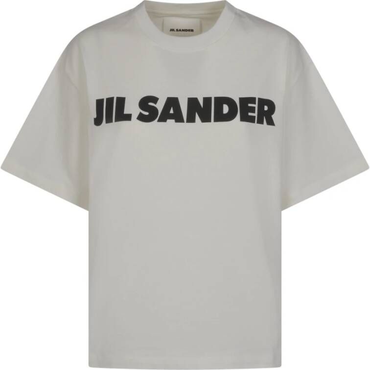 Jil Sander Witte Katoenen T-shirt met Logo Print White Dames