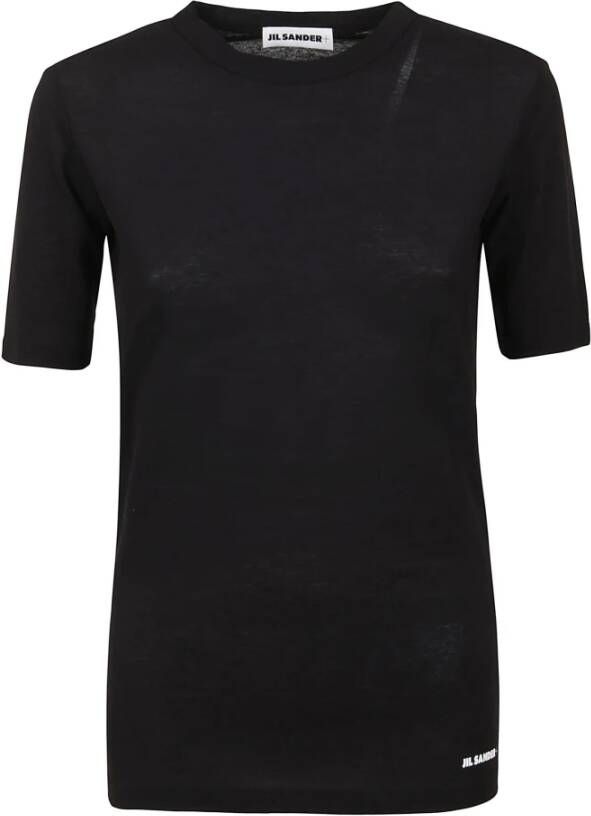 Jil Sander Zwart Logo Print Katoenen T-shirt voor Dames Black Dames
