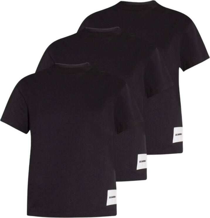 Jil Sander Set van drie biologisch katoenen T-shirts Black Heren
