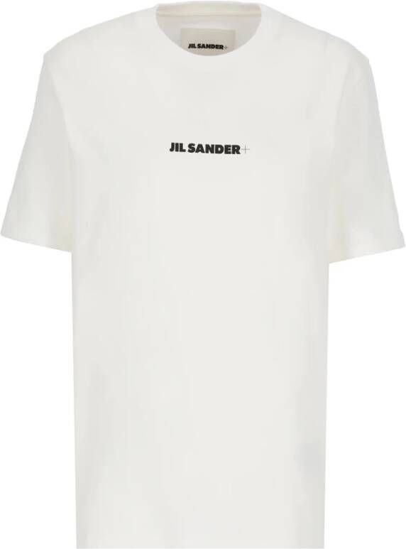Jil Sander Wit Katoenen T-Shirt met Logo White Dames