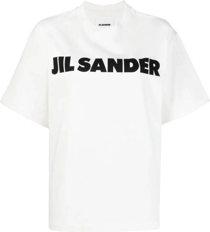 Jil Sander Comfortabel Oversized T-Shirt met Lettering White Dames