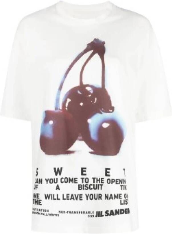 Jil Sander Grafisch Print Katoenen T-Shirt White Dames