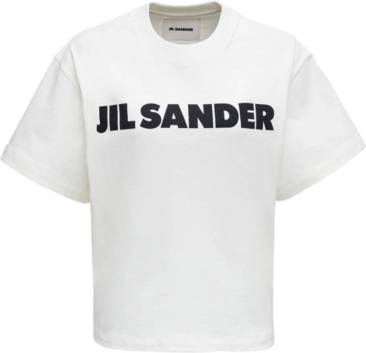 Jil Sander Witte Katoenen T-shirt met Logo Print White