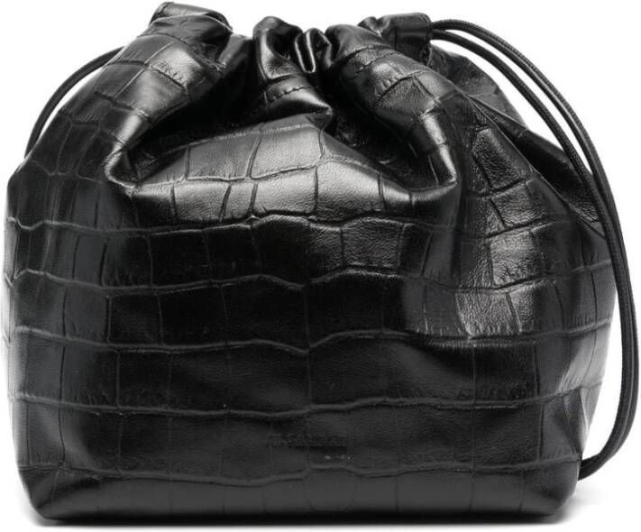 Jil Sander Zwarte Leren Emmer Tas Black Dames